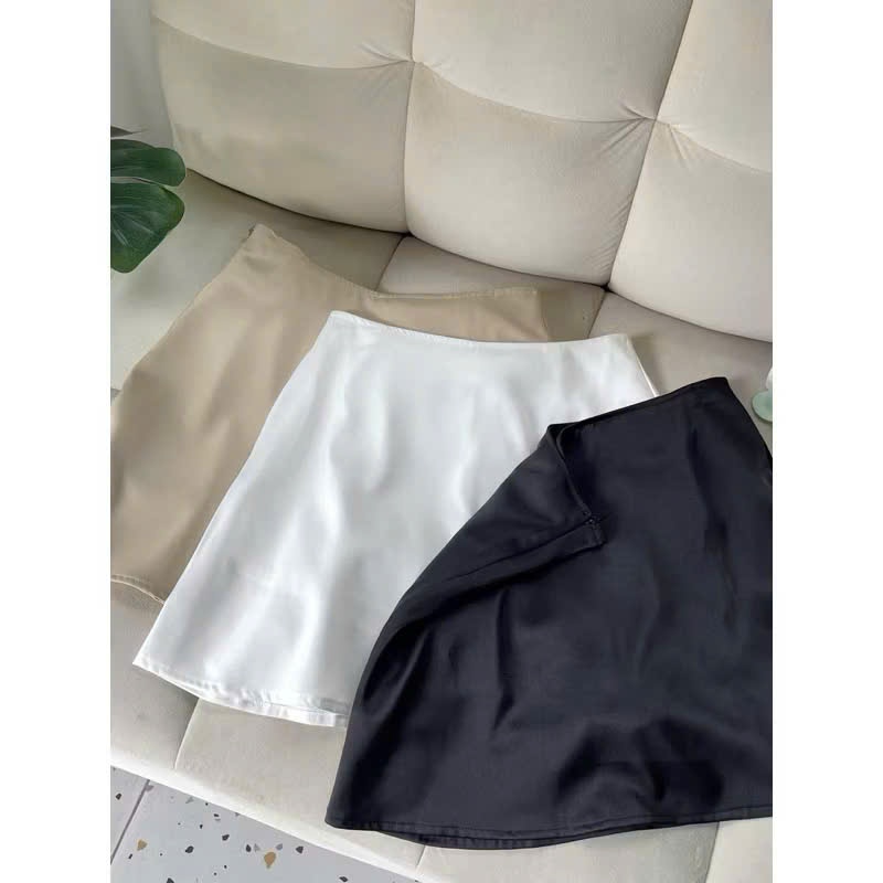 Chân váy lụa tô châu dài 40cm dày dặn, chất lụa loại 1 cao cấp không nhăn, không xù lông, có quần bảo hộ - Mt classic