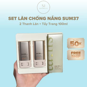 Set 2 Thanh Lăn Chống Nắng Sum37 SPF50+ PA++++ Kèm Tẩy Trang Sum37 Skin Saver 100ml Si Cosmetic