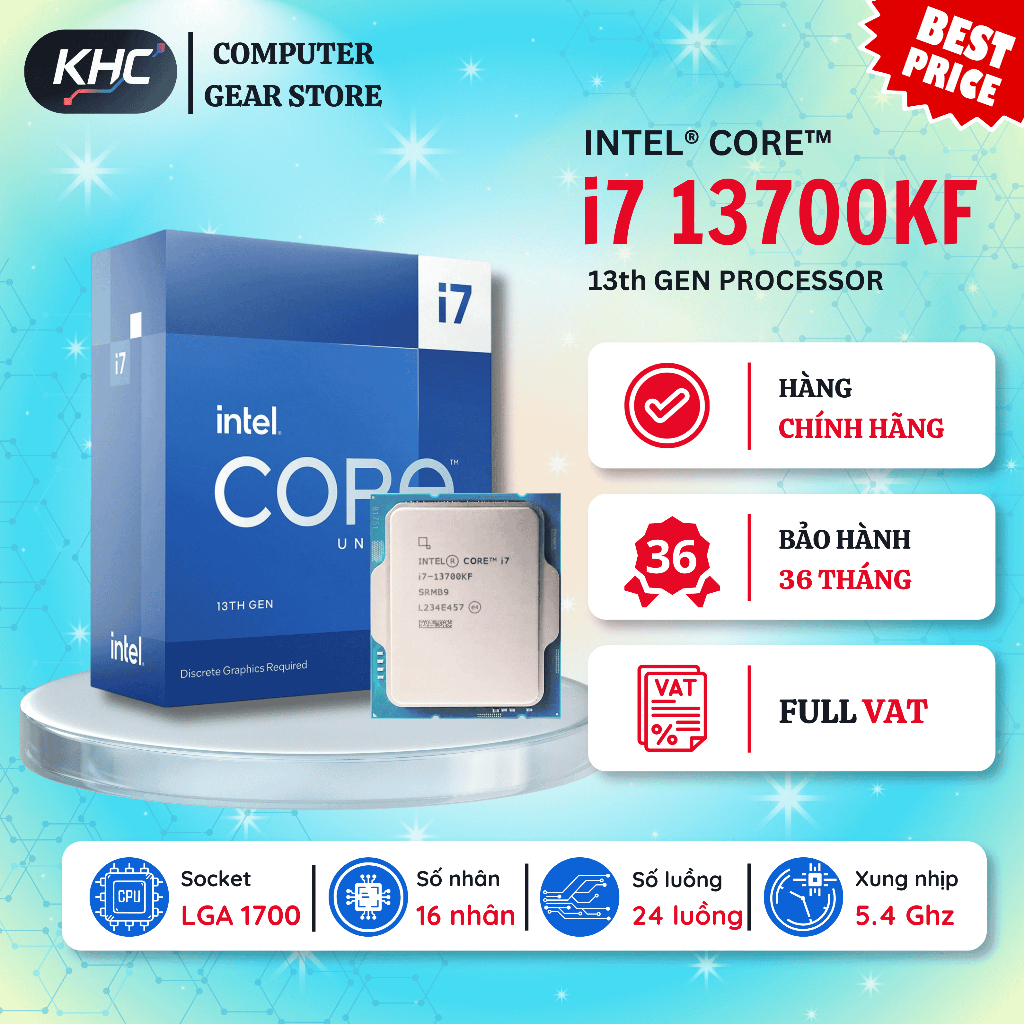 CPU Intel Core i7 12700KF / 13700KF / 14700KF Tray New Không Fan (Full VAT) | BigBuy360 - bigbuy360.vn
