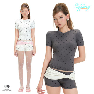 Set đồ nữ mùa hè MONÁ Áo baby tee chấm bi Quần đùi chấm bi form ôm co giãn - POSIE