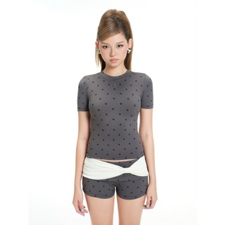 Set đồ nữ mùa hè MONÁ Áo baby tee chấm bi Quần đùi chấm bi form ôm co giãn - POSIE