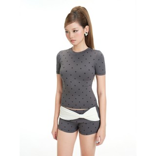Set đồ nữ mùa hè MONÁ Áo baby tee chấm bi Quần đùi chấm bi form ôm co giãn - POSIE