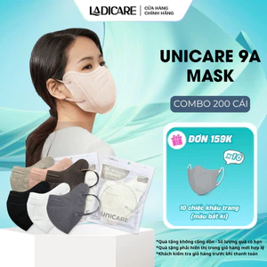 UNICARE Combo 200 cái Khẩu trang 9A UniMask chính hãng cao cấp, 5 lớp dày dặn che kín mặt, chống tia UV