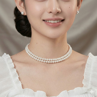 [NgocDaisy] N397 vòng cổ hạt Trai, dây chuyền hạt ngọc trai nhân tạo đá dây chuyền choker 2 sợi xoắn kiểu dáng