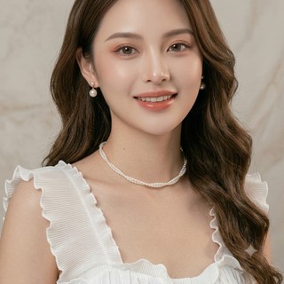 [NgocDaisy] N397 vòng cổ hạt Trai, dây chuyền hạt ngọc trai nhân tạo đá dây chuyền choker 2 sợi xoắn kiểu dáng