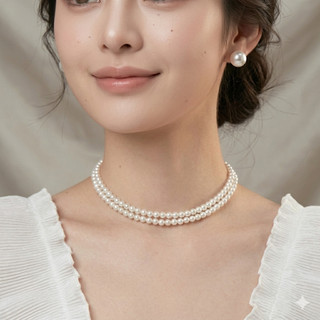 [NgocDaisy] N397 vòng cổ hạt Trai, dây chuyền hạt ngọc trai nhân tạo đá dây chuyền choker 2 sợi xoắn kiểu dáng