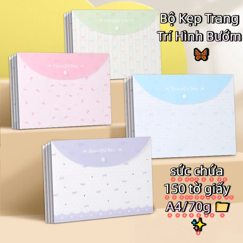 Túi Đựng Tài Liệu A4 Cute Cartoon – File Hồ Sơ Nút Bấm Chống Nước Đựng Giấy Bài Tập Cho Học Sinh