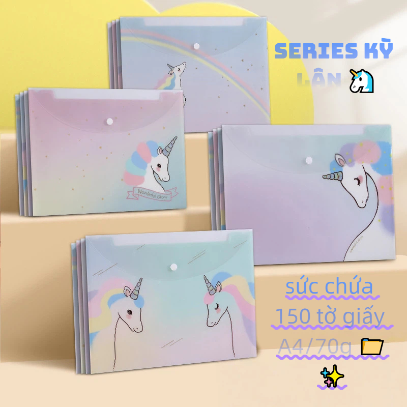 Túi Đựng Tài Liệu A4 Cute Cartoon – File Hồ Sơ Nút Bấm Chống Nước Đựng Giấy Bài Tập Cho Học Sinh
