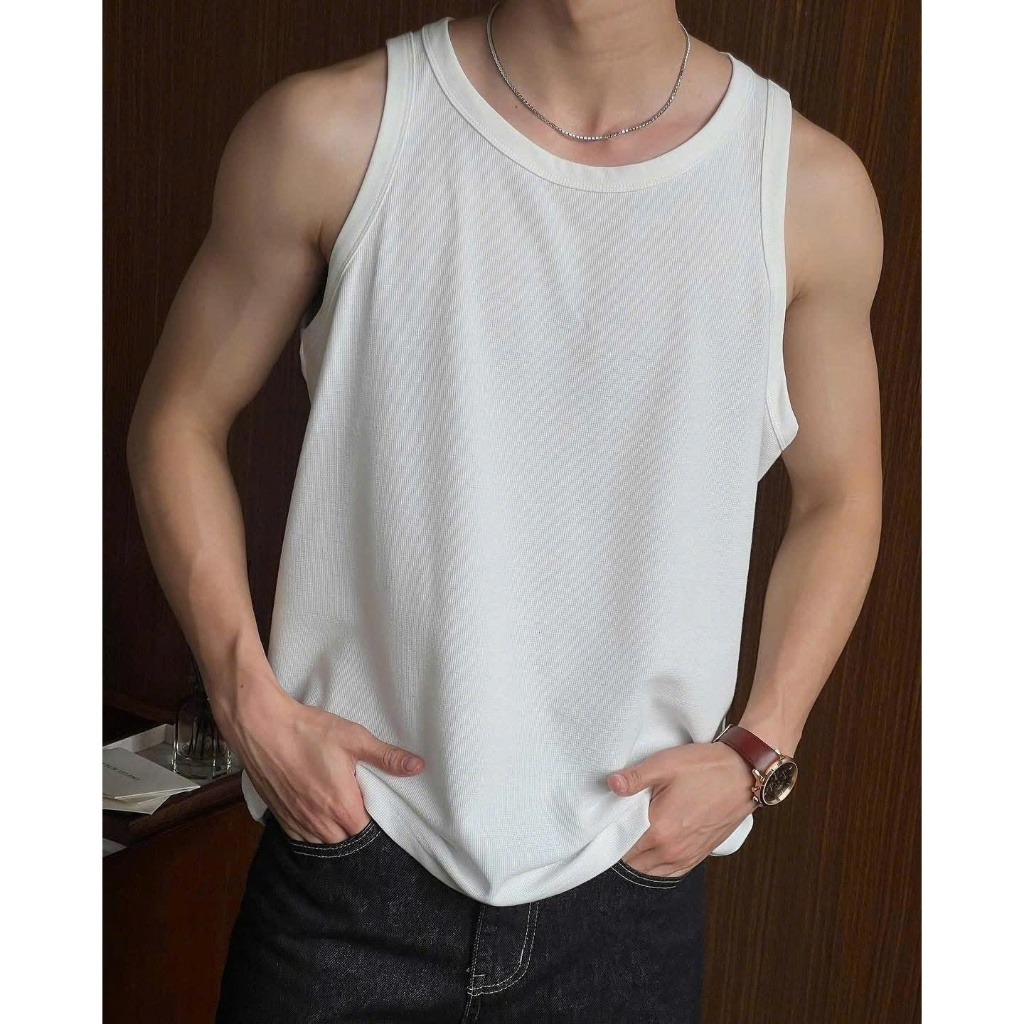 Áo Thun 3 Lỗ Nam Cotton 4 Chiều Co Giãn Form Regular Fit Mặc Trong Mặc Ngoài Thấm Hút Mồ Hôi Basic Tank Top MODMEN