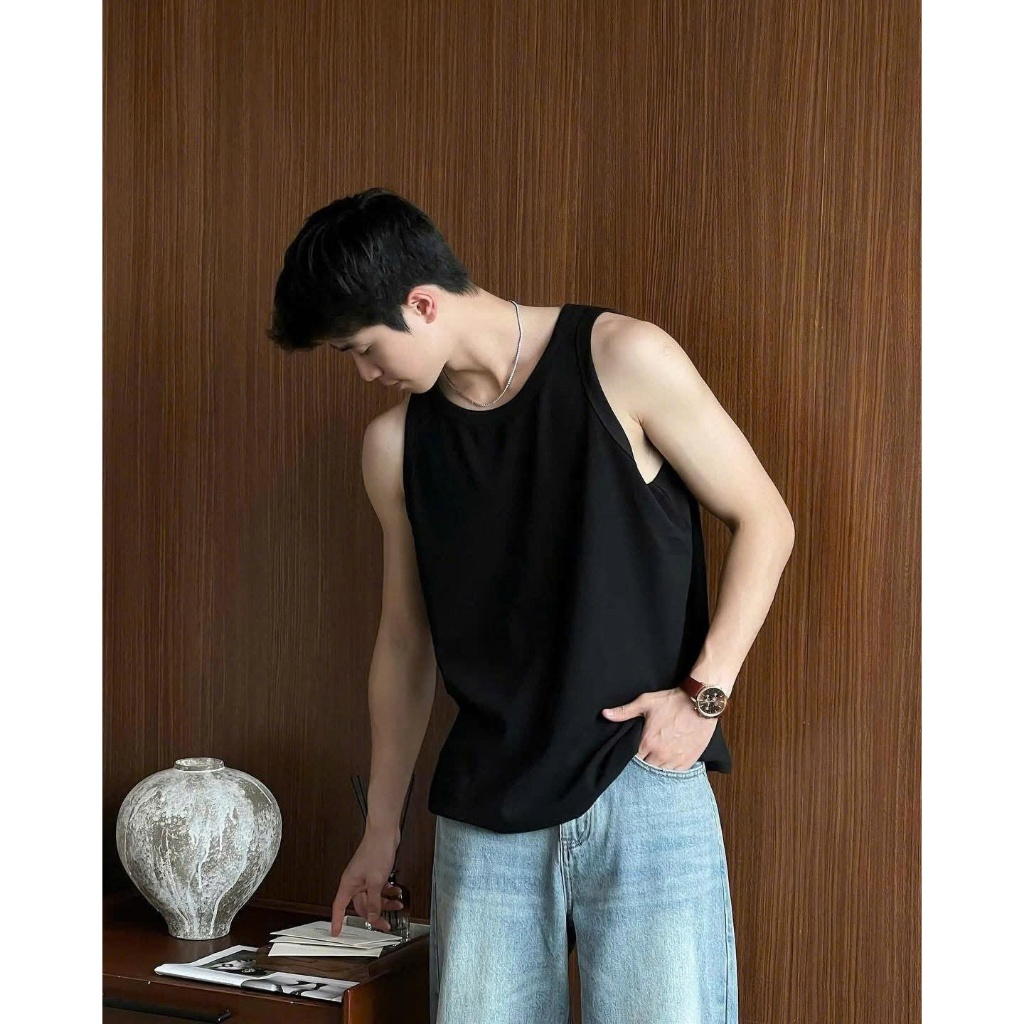 Áo Thun 3 Lỗ Nam Cotton 4 Chiều Co Giãn Form Regular Fit Mặc Trong Mặc Ngoài Thấm Hút Mồ Hôi Basic Tank Top MODMEN