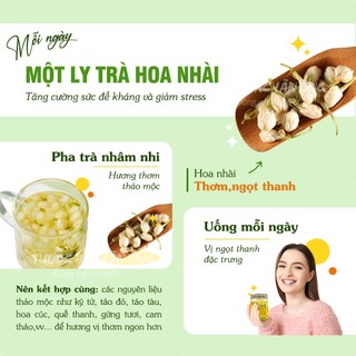 Trà hoa nhài sấy lạnh 100g, nụ hoa lài nguyên bông, thơm trắng, dùng pha trà, ướp trà