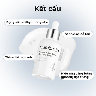 Tinh chất căng bóng NUMBUZIN No.4 Ceramide AHA Glazed Skin Prep Serum tẩy tế bào chết, sáng da, se lỗ chân lông 30ml