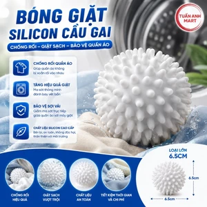 Combo 5 Quả bóng silicon cầu gai trắng giúp giặt đồ chống rối quần áo tiện dụng, Bóng giặt quần áo loại lớn 6.5cm