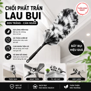 Combo 2 cái Chổi phất trần lau bụi đen trắng cán ngắn
