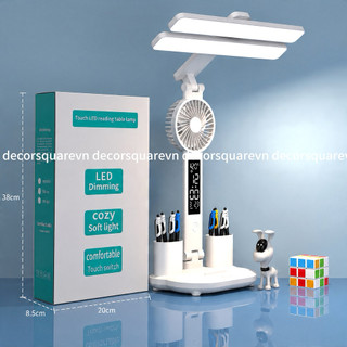 Đèn Bàn Học LED Bản Cao Cấp Tích Hợp Quạt Mini – Chống Cận, Cảm Ứng, Tiết Kiệm Điện Hiển Thị Giờ