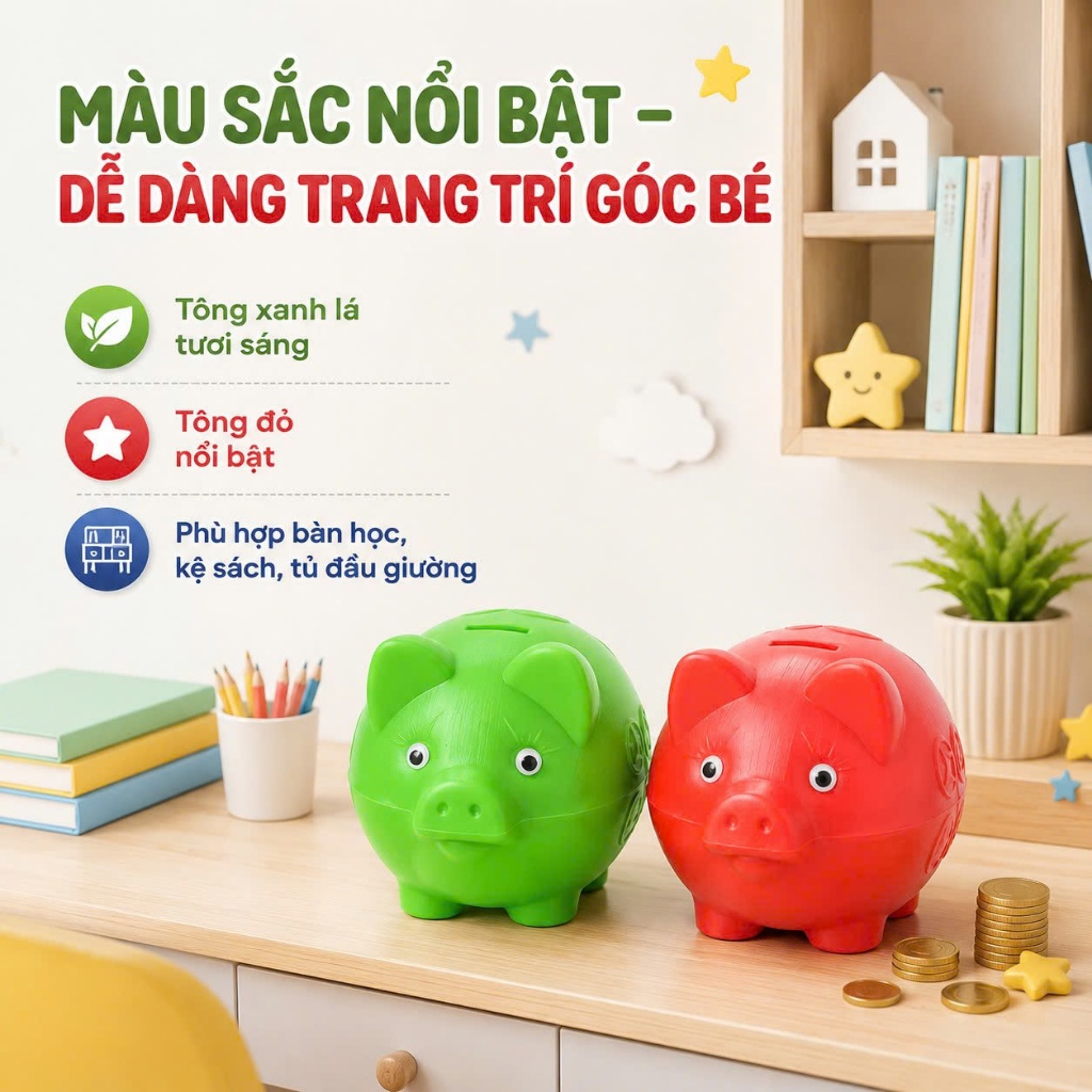 Lợn (HEO) Đựng Tiền Tiết Kiệm cho bé BẰNG nhựa trông ngộ nghĩnh đáng yêu có 3 size(MH-2980/2981/2982) AMIZIN