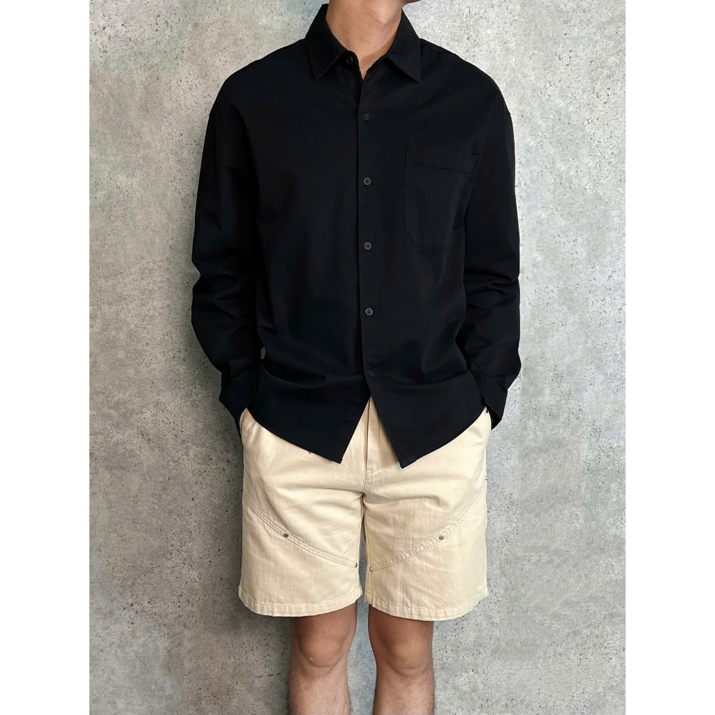Áo Sơ Mi Nam Tay Dài Chất Kaki Mềm Form Rộng Phối Túi Chất Cotton Mềm Mại Dễ Phối Đồ Pocket Shirt MODMEN