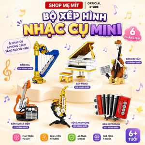 Bộ Xếp Hình Nhạc Cụ Mini Đàn Piano Guitar Harp Saxophone Accordion Đại Cầm Mô Hình Lắp Ráp Quà Tặng