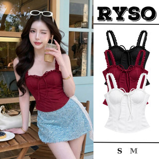Áo Hai Dây Cami Corset Cúp Ngực Viền Bèo Phối Nơ Dáng Ôm Eo Nữ Tính Phong Cách 2S09 RYSO STORE