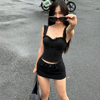 Áo Hai Dây Cami Corset Cúp Ngực Viền Bèo Phối Nơ Dáng Ôm Eo Nữ Tính Phong Cách 2S09 RYSO STORE