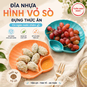 Combo 4 cái Đĩa nhựa đựng thức ăn hình vỏ sò – đĩa nhựa vỏ sò độc lạ
