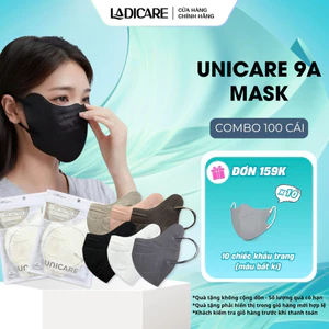 UNICARE Khẩu trang 9A UNI 5 lớp cao cấp kháng khuẩn, ngăn chặn tia UV tuyệt đối, dây đeo thoải mái, hàng chính hãng
