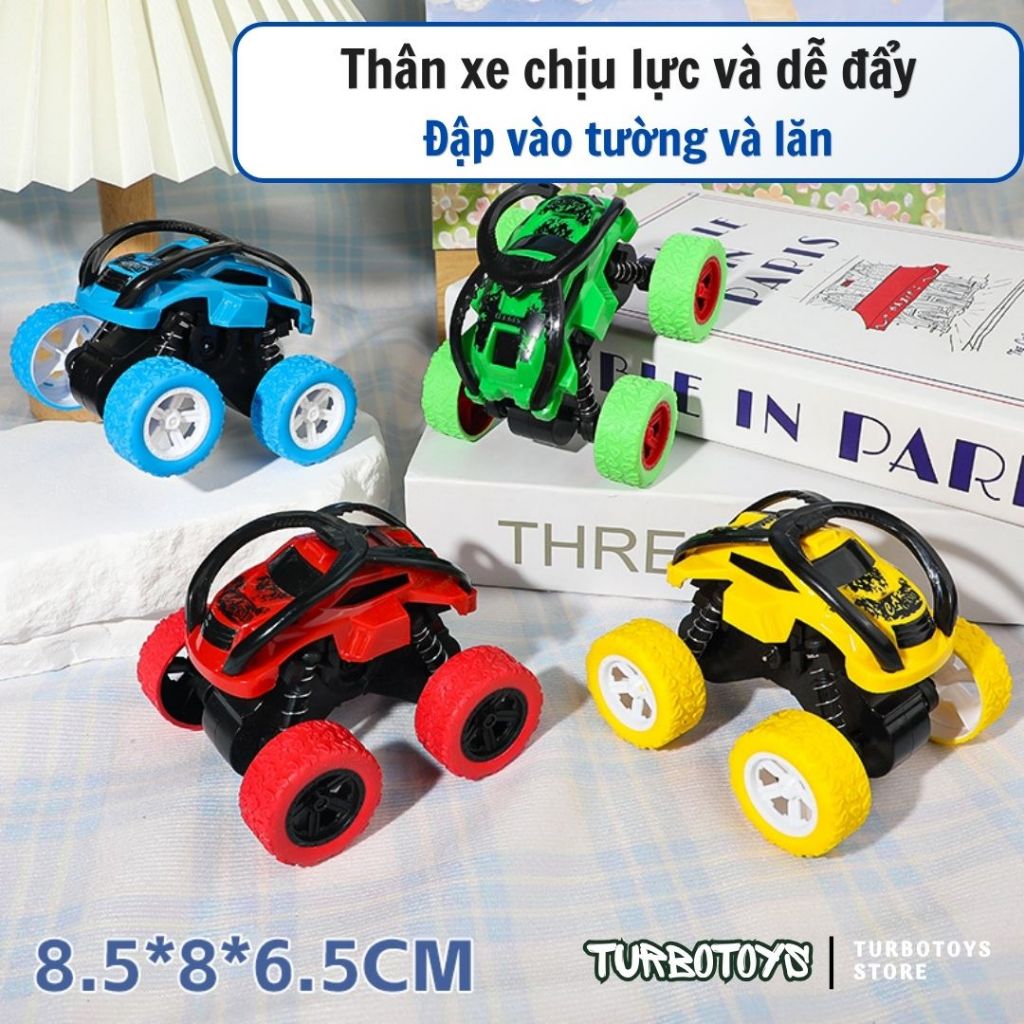 Ô tô địa hình nhào lộn 360 độ, chạy đà không cần sử dụng pin, xe địa hình quán tính dẫn động 4 bánh siêu khỏe, Turbotoys