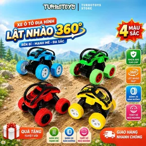 Ô tô địa hình nhào lộn 360 độ, chạy đà không cần sử dụng pin, xe địa hình quán tính dẫn động 4 bánh siêu khỏe, Turbotoys