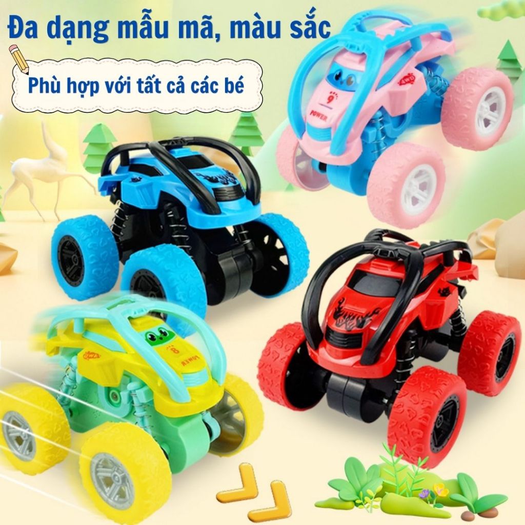 Ô tô địa hình nhào lộn 360 độ, chạy đà không cần sử dụng pin, xe địa hình quán tính dẫn động 4 bánh siêu khỏe, Turbotoys