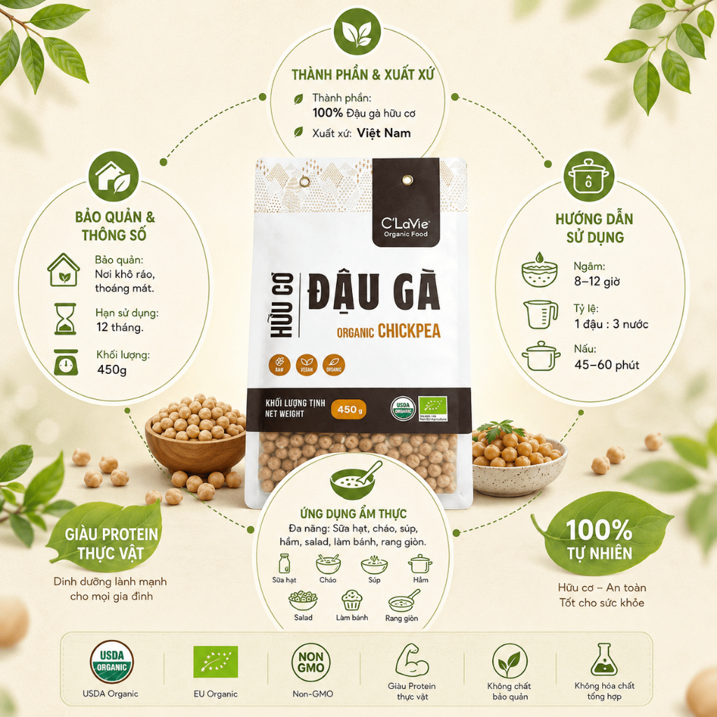 Đậu gà hữu cơ Markal Organic Chickpea/ Sottolestelle/ Just Organik