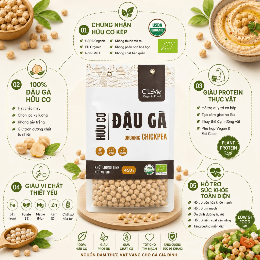 Đậu gà hữu cơ Markal Organic Chickpea/ Sottolestelle/ Just Organik