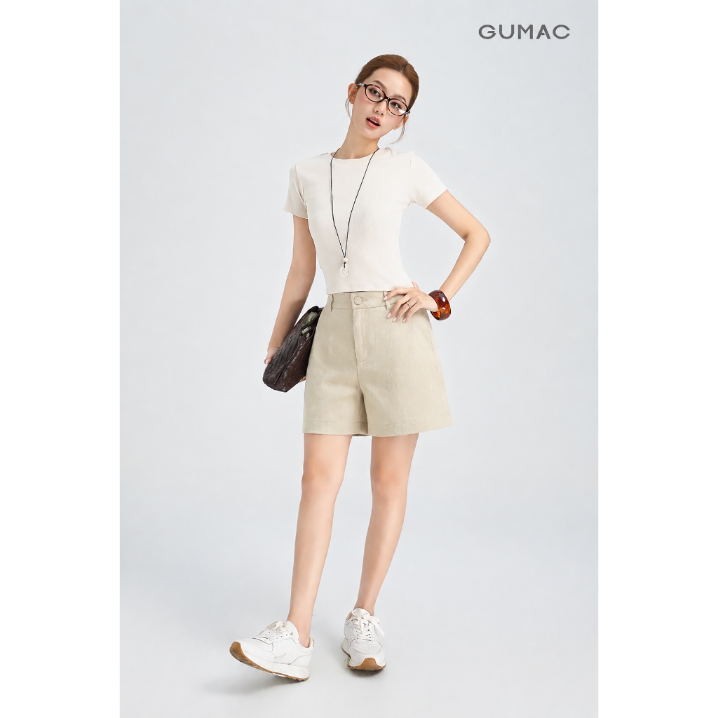 Quần Short Nữ GUMAC Form A Cơ Bản Bản Lưng Rời Túi Xéo Tiện Lợi Có Con Đỉa Thiết Kế Thanh Lịch Tôn Dáng LSHG05058