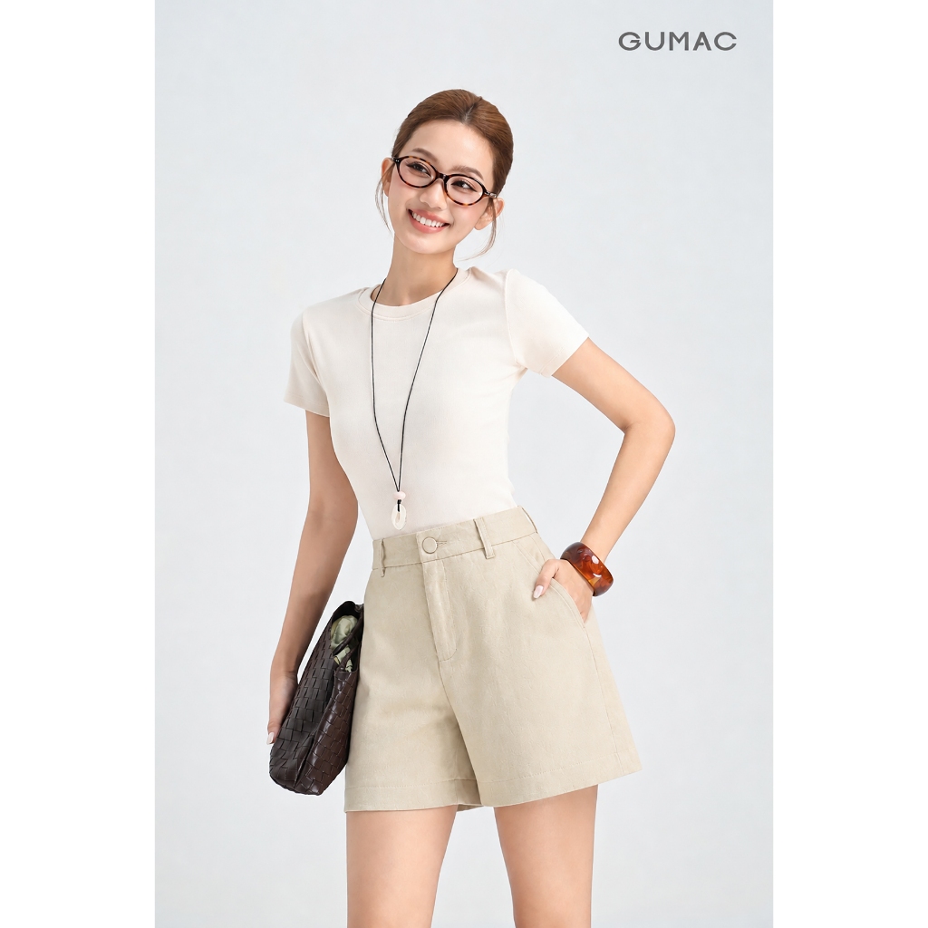 Quần Short Nữ GUMAC Form A Cơ Bản Bản Lưng Rời Túi Xéo Tiện Lợi Có Con Đỉa Thiết Kế Thanh Lịch Tôn Dáng LSHG05058