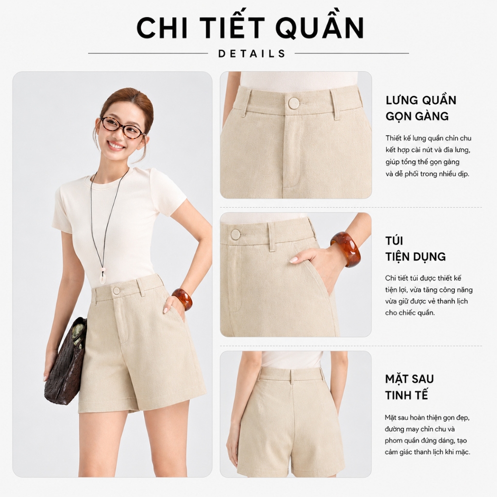 Quần Short Nữ GUMAC Form A Cơ Bản Bản Lưng Rời Túi Xéo Tiện Lợi Có Con Đỉa Thiết Kế Thanh Lịch Tôn Dáng LSHG05058
