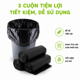 Túi 3 Cuộn Đựng Rác Đen Tự Phân Hủy Sinh Học GD54 - Túi Rác Gia Đình Siêu Bền, Thùng Rác Gia Đình