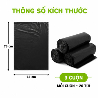 Túi 3 Cuộn Đựng Rác Đen Tự Phân Hủy Sinh Học GD54 - Túi Rác Gia Đình Siêu Bền, Thùng Rác Gia Đình