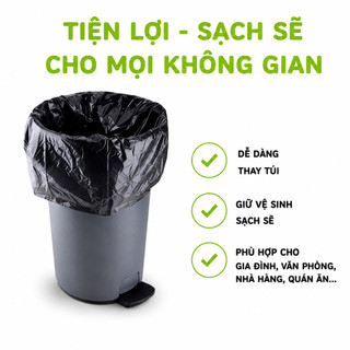 Túi 3 Cuộn Đựng Rác Đen Tự Phân Hủy Sinh Học GD54 - Túi Rác Gia Đình Siêu Bền, Thùng Rác Gia Đình