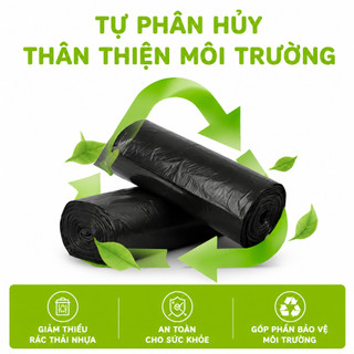 Túi 3 Cuộn Đựng Rác Đen Tự Phân Hủy Sinh Học GD54 - Túi Rác Gia Đình Siêu Bền, Thùng Rác Gia Đình