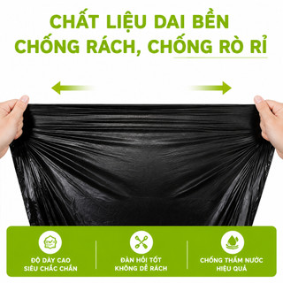 Túi 3 Cuộn Đựng Rác Đen Tự Phân Hủy Sinh Học GD54 - Túi Rác Gia Đình Siêu Bền, Thùng Rác Gia Đình
