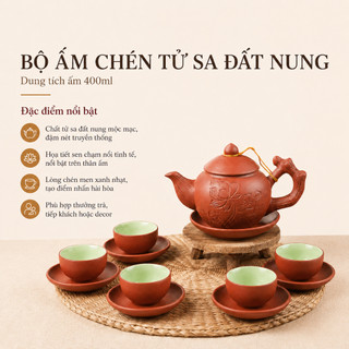 Bộ ấm chén tử sa đất nung mã TH dung tích bé 180 - 350ml màu đen, đỏ - Gốm sứ Bát Tràng - Gốm Việt