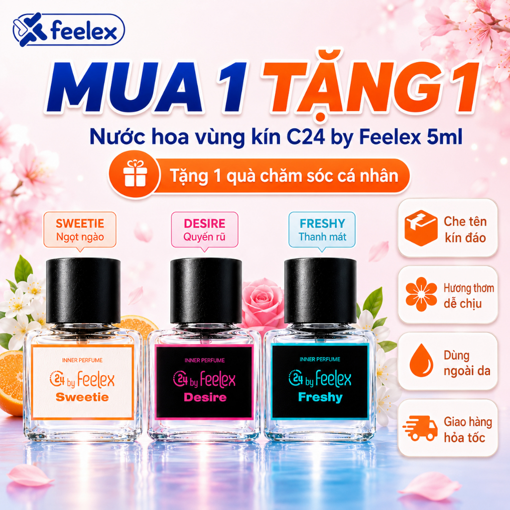 Nước hoa vùng kín C24 by Feelex nhiều mùi hương quyến rũ, ngọt ngào và thanh mát - Lọ 5ml