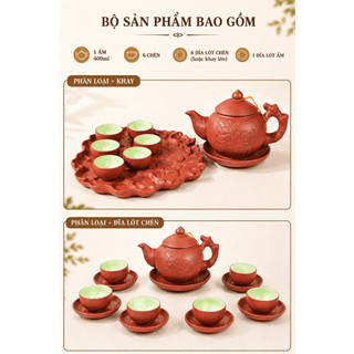 Bộ ấm chén tử sa đất nung mã TH dung tích bé 180 - 350ml màu đen, đỏ - Gốm sứ Bát Tràng - Gốm Việt