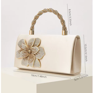 Clutch Ví Nữ Cầm Tay Dự Tiệc Phối Lụa Đính Nơ Hoa Tiểu Thư Cao Cấp MUN STORE CUL27