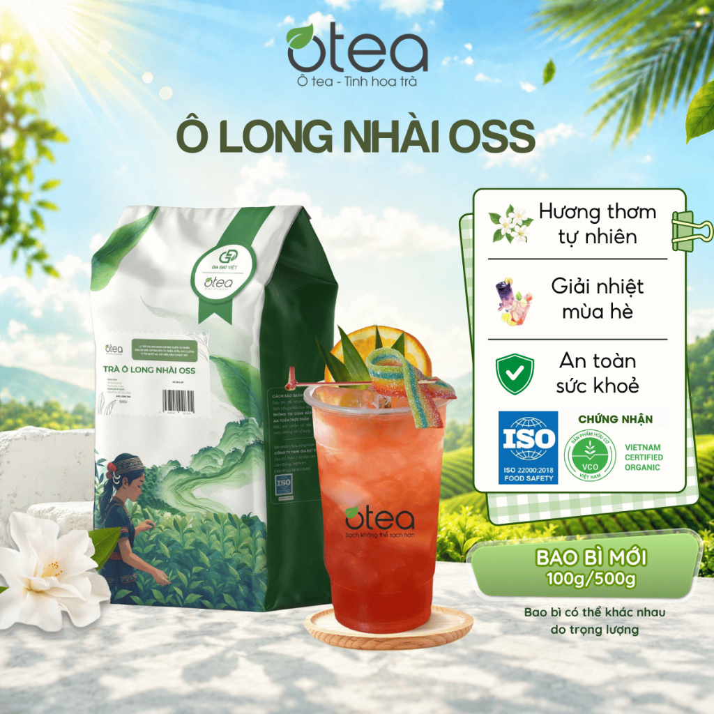 Ô long nhài OSS 100g/500g Otea, trà ô long nhài cao cấp, hương nhài tươi quyện ô long hoa, pha chế trà hoa lạnh