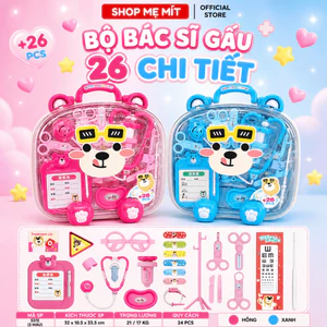 Bộ Đồ Chơi Bác Sĩ Gấu 26 Chi Tiết Cho Bé Vali Kéo Mini Đồ Chơi Bác Sĩ Nhập Vai 2 Màu Hồng Xanh
