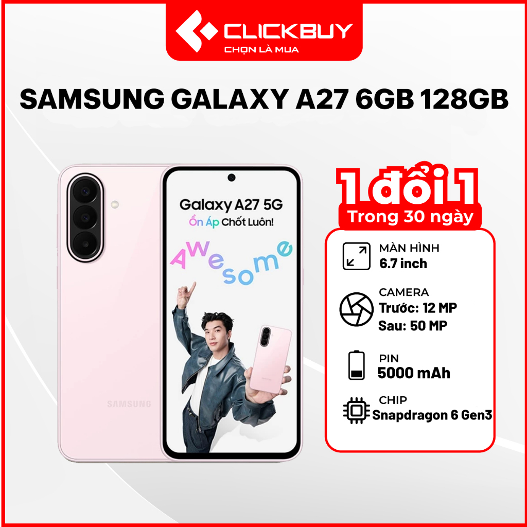 Điện Thoại Samsung Galaxy A27 5G 6GB 128GB Màn Hình Super AMOLED 120Hz Camera 50MP OIS Chính Hãng | BigBuy360 - bigbuy360.vn