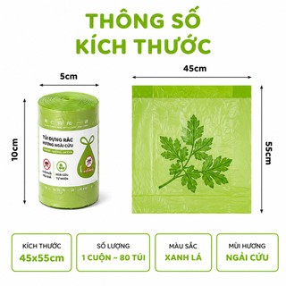 Cuộn Túi Đựng Rác Hương Ngải Cứu Đuổi Muỗi GD55 - Túi Rác Tự Phân Hủy, Dẻo Dai Chống Rách