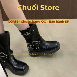 Giày boot nữ da PU tổng hợp dệt vải đế cao su cá tính năng động dễ phối đồ xinh xắn