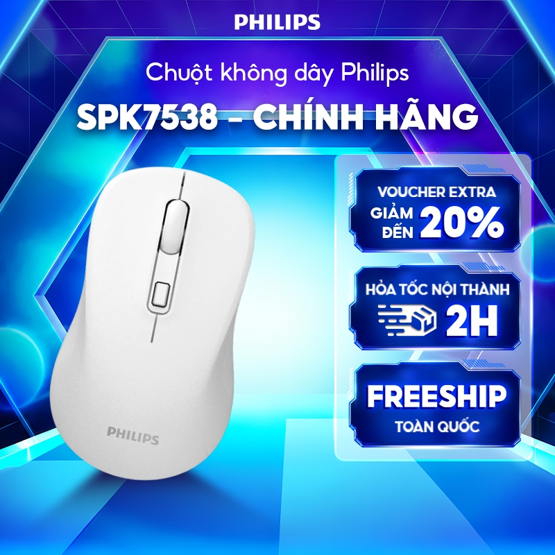 Chuột không dây Bluetooth Philips SPK7538 Chính Hãng – Kết nối kép 2.4GHz & Bluetooth