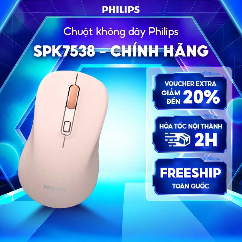 Chuột không dây Bluetooth Philips SPK7538 Chính Hãng – Kết nối kép 2.4GHz & Bluetooth
